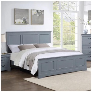 Queen Bed Frame in Solid Wood with Slats Support in Grey colour