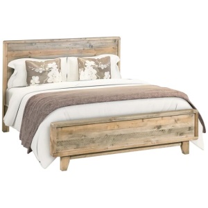 Queen Size Wooden Bed Frame in Solid Wood Antique Design Light Brown