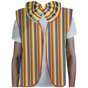 RAINBOW VEST & BOW TIE Set Kit Costume Jacket Yellow Fancy Dress Clown Party