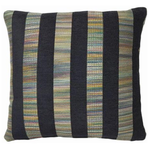 Rapee Ujjain Stripe Filled Cushion - Black 45 cm x 45 cm