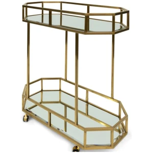 Reggie Bar Cart - Mirror and Gold Base by Interior Secrets - AfterPay Available