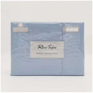 Renee Taylor 1500 Thread Count Pure Soft Cotton Blend Flat & Fitted Sheet Set Indigo King