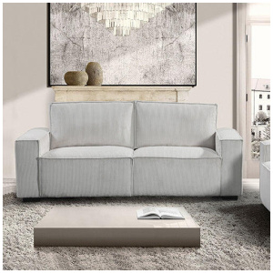 Reno 3 Seater Sofa Grey Colour Fabric Upholstery Wooden Structure Knock Down Feature In Back & Arms