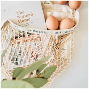 Reusable Shopping Net Bag with Pocket - Cotton Mesh