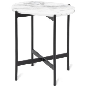 Rhonde Oval Marble Side Table - White by Interior Secrets - AfterPay Available