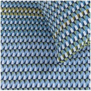 Rhythm Cotton Sateen Blue Green Quilt Cover Sets by Bedding House King