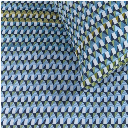 Rhythm Cotton Sateen Blue Green Quilt Cover Sets by Bedding House King