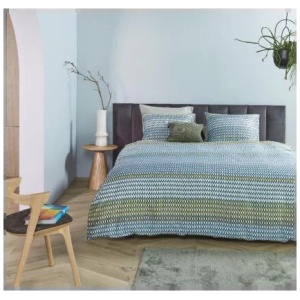 Rhythm Cotton Sateen Blue Green Quilt Cover Sets by Bedding House Queen