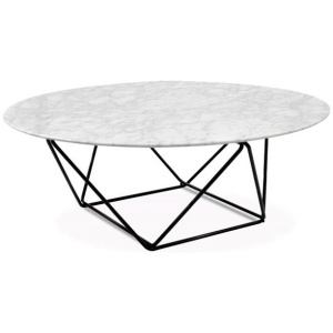 Robin 100cm Round Marble Coffee Table - Black Base by Interior Secrets - AfterPay Available
