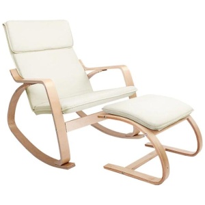 Rocking Armchair Footstool Bentwood Beige