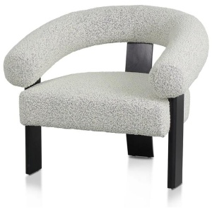 Romana Charcoal White Boucle Armchair - Black Legs by Interior Secrets - AfterPay Available