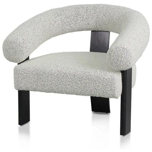 Romana Charcoal White Boucle Armchair - Black Legs by Interior Secrets - AfterPay Available