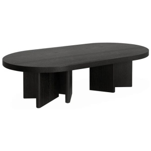 Roshan 1.3m Pill Shape Coffee Table - Textured Espresso Black by Interior Secrets - AfterPay Available