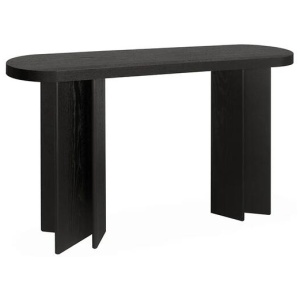 Roshan 1.3m Pill Shape Console Table - Textured Espresso Black by Interior Secrets - AfterPay Available