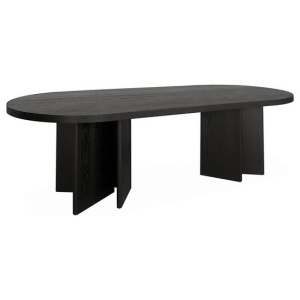 Roshan 2.4m Pill Shape Dining Table - Textured Espresso Black by Interior Secrets - AfterPay Available