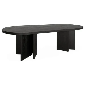Roshan 2.4m Pill Shape Dining Table - Textured Espresso Black by Interior Secrets - AfterPay Available