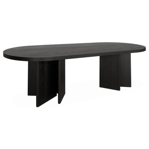 Roshan 2.4m Pill Shape Dining Table - Textured Espresso Black by Interior Secrets - AfterPay Available