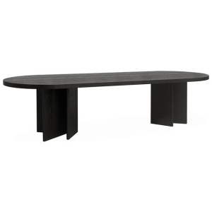 Roshan 3m Pill Shape Dining Table - Textured Espresso Black by Interior Secrets - AfterPay Available