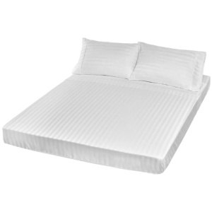 Royal Comfort 1200TC Sheet Set Damask Cotton Blend Ultra Soft Sateen Bedding - Queen - White