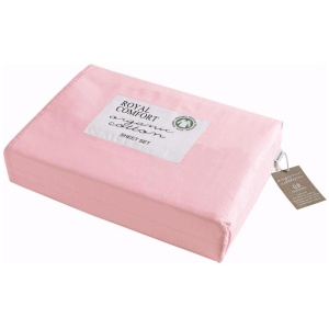 Royal Comfort 250TC Organic 100% Cotton Sheet Set 4 Piece Luxury Hotel Style - Double - Blush