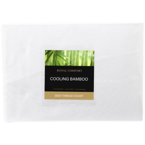 Royal Comfort 3000 Thread Count Bamboo Cooling Sheet Set - King - White