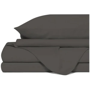 Royal Comfort 4 Piece 1500TC Sheet Set And Goose Feather Down Pillows 2 Pack Set - King - Dusk Grey