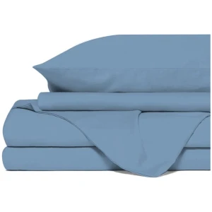 Royal Comfort 4 Piece 1500TC Sheet Set And Goose Feather Down Pillows 2 Pack Set - King - Indigo