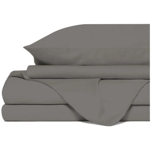 Royal Comfort 4 Piece 1500TC Sheet Set And Goose Feather Down Pillows 2 Pack Set - King - Stone