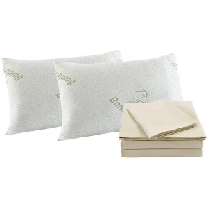 Royal Comfort Bamboo Blend Sheet Set 1000TC and Bamboo Pillows 2 Pack Ultra Soft - King - Ivory