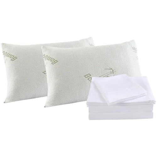 Royal Comfort Bamboo Blend Sheet Set 1000TC and Bamboo Pillows 2 Pack Ultra Soft - King - White
