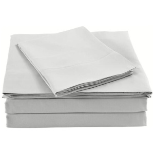 Royal Comfort Bamboo Blended Sheet & Pillowcases Set 1000TC Ultra Soft Bedding - King - Light Grey