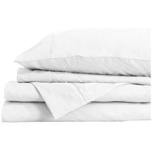 Royal Comfort Flax Linen Blend Sheet Set Bedding Luxury Breathable Ultra Soft - King - White