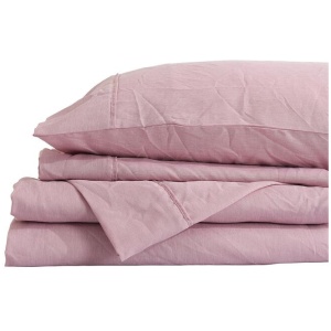 Royal Comfort Flax Linen Blend Sheet Set Bedding Luxury Breathable Ultra Soft - Queen - Mauve