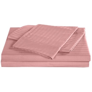 Royal Comfort Kensington 1200 Thread Count 100% Cotton Stripe Quilt Cover Set - Queen - Desert Rose