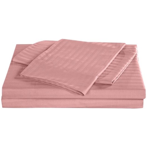 Royal Comfort Kensington 1200 Thread Count 100% Cotton Stripe Quilt Cover Set - Queen - Desert Rose