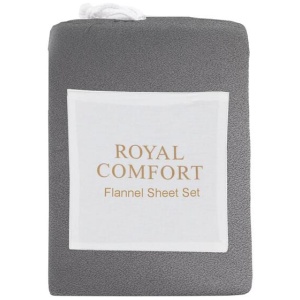 Royal Comfort Polar Fleece Flannel Sheet Set Ultra Soft Plush Cozy - Single - Charcoal