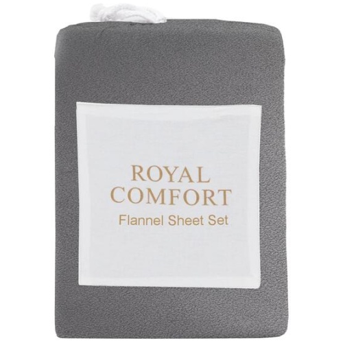 Royal Comfort Polar Fleece Flannel Sheet Set Ultra Soft Plush Cozy - Single - Charcoal