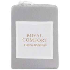 Royal Comfort Polar Fleece Flannel Sheet Set Ultra Soft Plush Cozy - Single - Grey