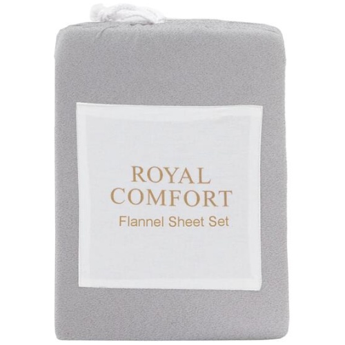 Royal Comfort Polar Fleece Flannel Sheet Set Ultra Soft Plush Cozy - Single - Grey