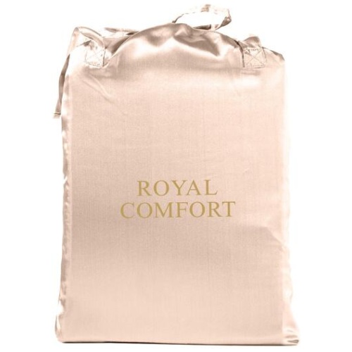 Royal Comfort Satin Sheet Set 3 Piece Fitted Sheet Pillowcase Soft - King - Champagne Pink