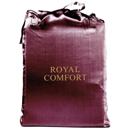 Royal Comfort Satin Sheet Set 3 Piece Fitted Sheet Pillowcase Soft - King - Malaga Wine
