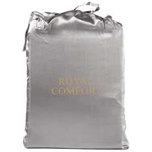 Royal Comfort Satin Sheet Set 3 Piece Fitted Sheet Pillowcase Soft - Queen - Charcoal