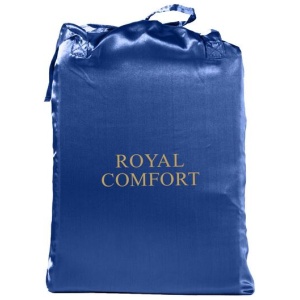 Royal Comfort Satin Sheet Set 3 Piece Fitted Sheet Pillowcase Soft - Queen - Navy Blue