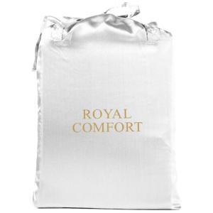 Royal Comfort Satin Sheet Set 3 Piece Fitted Sheet Pillowcase Soft - Queen - White