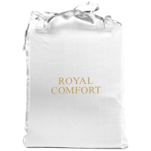 Royal Comfort Satin Sheet Set 3 Piece Fitted Sheet Pillowcase Soft - Queen - White