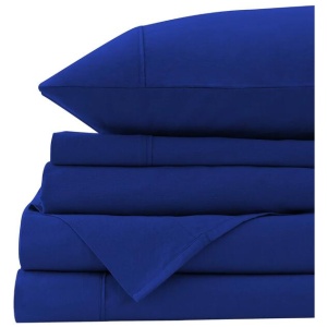 Royal Comfort Vintage Washed 100% Cotton Quilt Cover Set Bedding Ultra Soft - Queen - Royal Blue