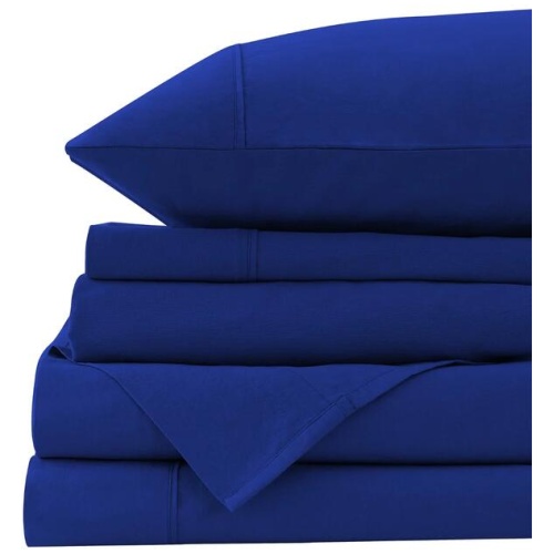 Royal Comfort Vintage Washed 100% Cotton Quilt Cover Set Bedding Ultra Soft - Queen - Royal Blue