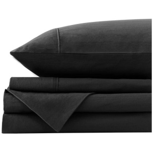 Royal Comfort Vintage Washed 100% Cotton Sheet Set Fitted Flat Sheet Pillowcases - Single - Charcoal