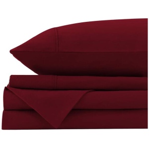 Royal Comfort Vintage Washed 100% Cotton Sheet Set Fitted Flat Sheet Pillowcases - Single - Mulled Wine