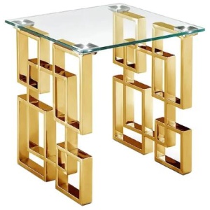 Royale Gold Side Table - White Marble